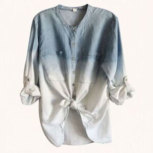 Soft Denim Blue Ombre Button Down Roll Tab Button Down Shirt XL